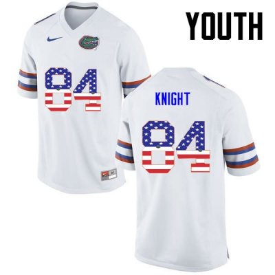 Youth Florida Gators #84 Camrin Knight NCAA Nike White USA Flag Fashion Authentic Stitched College Football Jersey YSQ3262BA